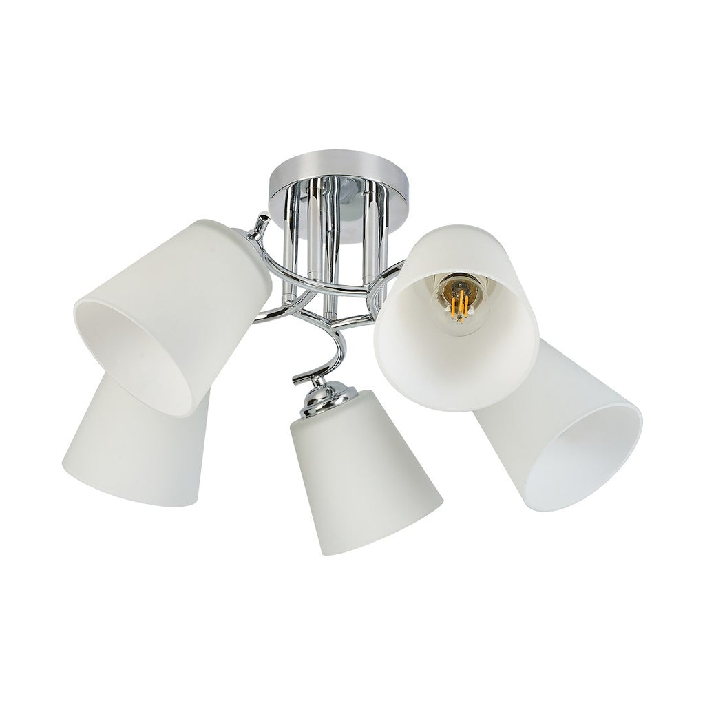 Deckenleuchte Spot Balken PAFOS (5x E27) Chrom & Glas satiniert - Milagro