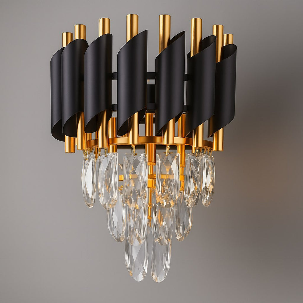 Wandleuchte CRISTAL Schwarz & Gold, Kristall (2x E14) - Milagro