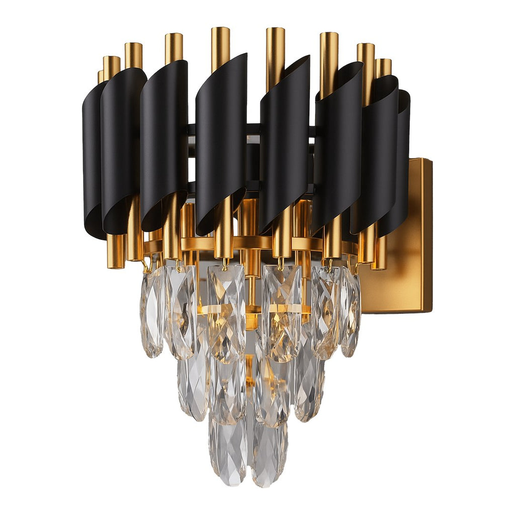 Wandleuchte CRISTAL Schwarz & Gold, Kristall (2x E14) - Milagro
