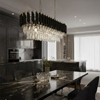 Pendelleuchte / Kronleuchter CRISTAL Schwarz & Gold, Kristall (10x E14) - Milagro