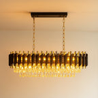 Pendelleuchte / Kronleuchter CRISTAL Schwarz & Gold, Kristall (10x E14) - Milagro