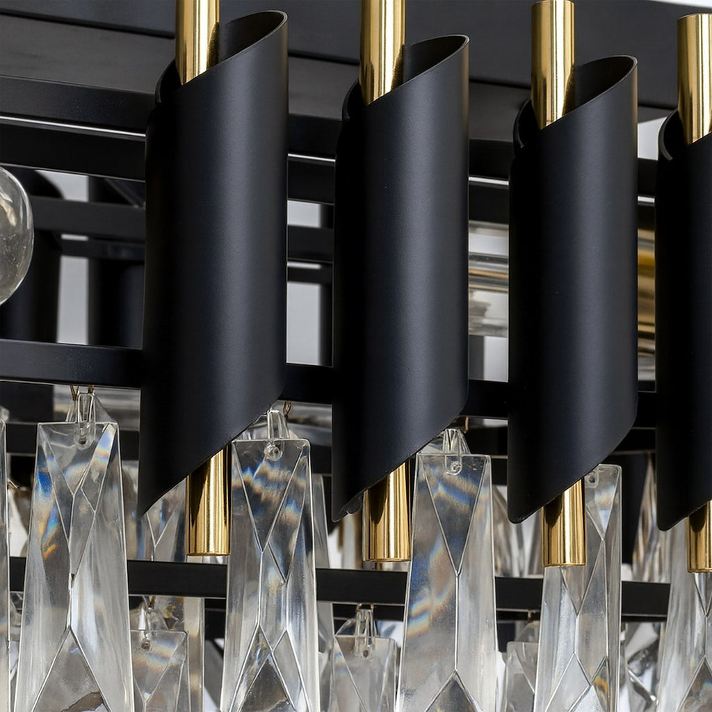 Pendelleuchte / Kronleuchter CRISTAL Schwarz & Gold, Kristall (10x E14) - Milagro