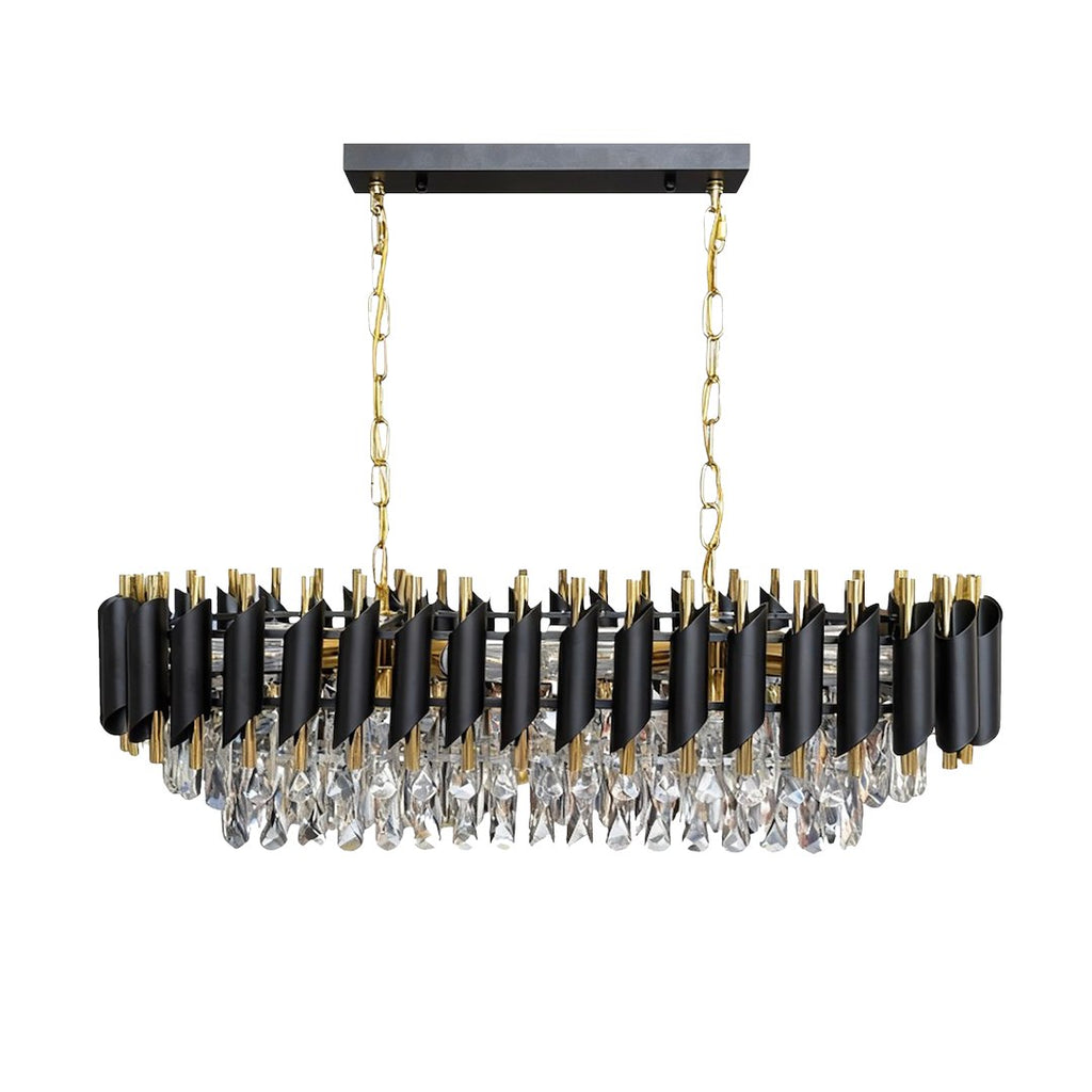 Pendelleuchte / Kronleuchter CRISTAL Schwarz & Gold, Kristall (10x E14) - Milagro