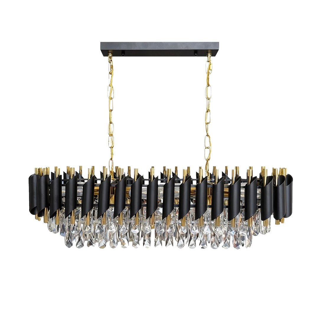 Pendelleuchte / Kronleuchter CRISTAL Schwarz & Gold, Kristall (10x E14) - Milagro