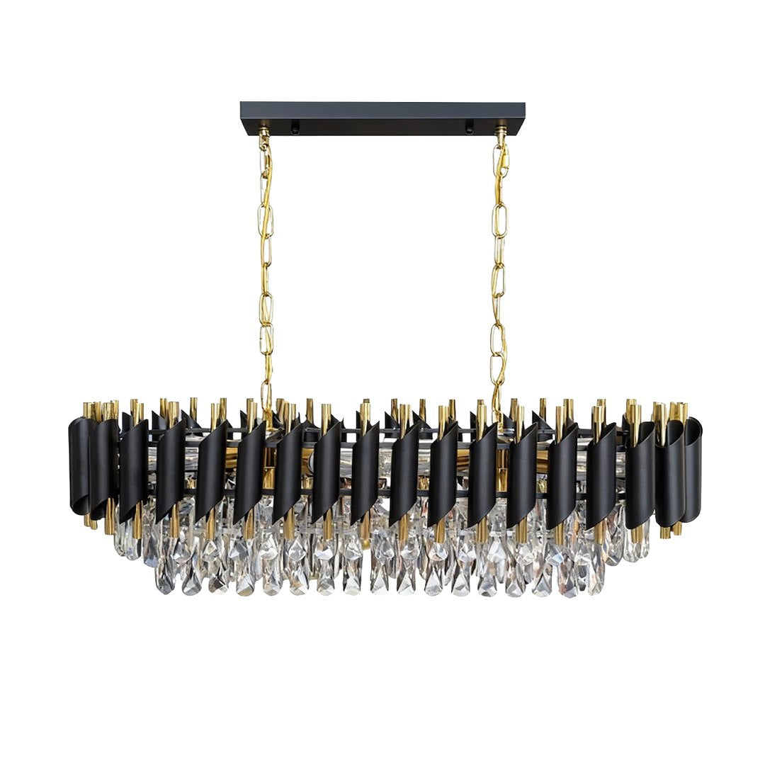 Pendelleuchte / Kronleuchter CRISTAL Schwarz & Gold, Kristall (10x E14) - Milagro