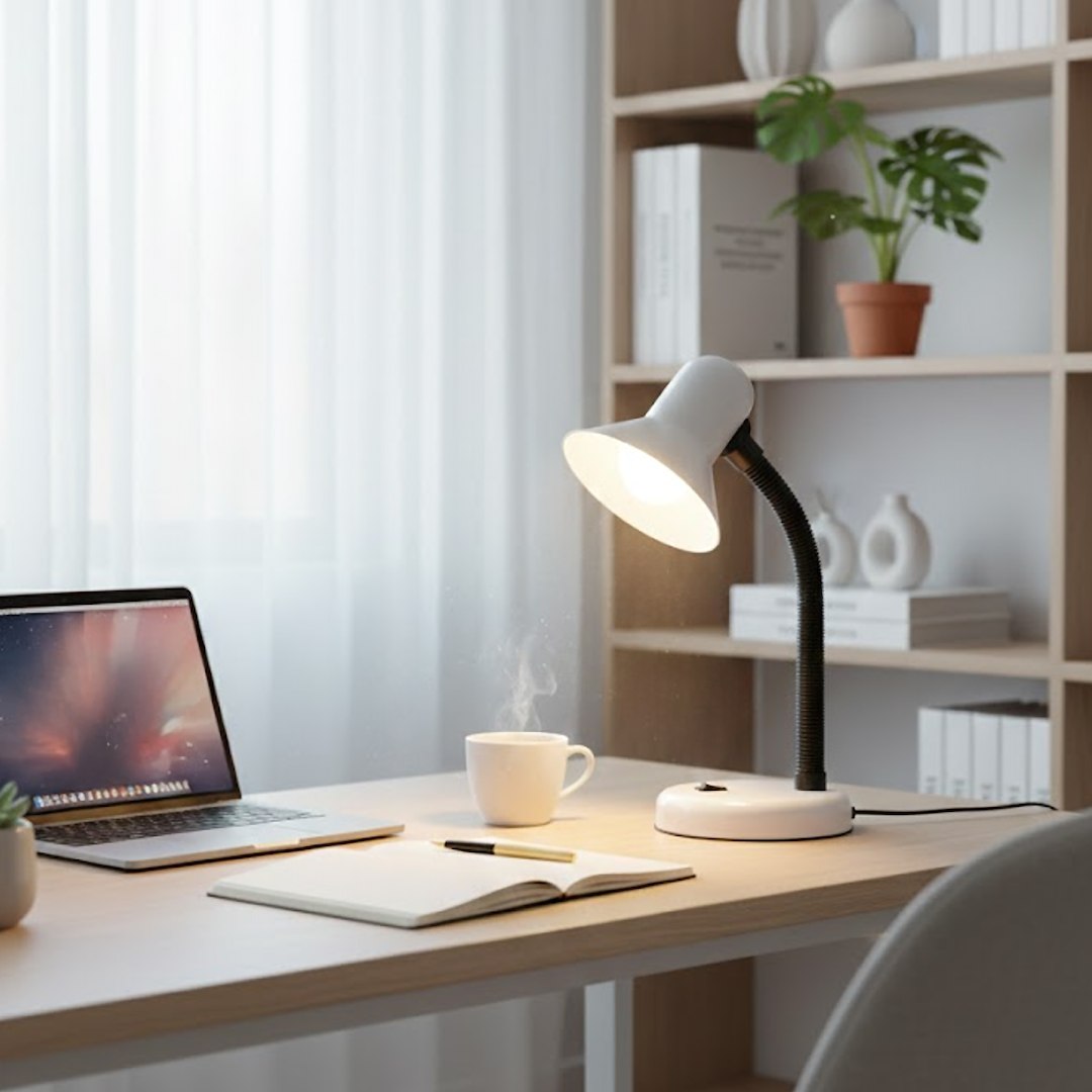 Tischleuchte Schreibtisch Mentor Weiß (1x E27) - Milagro