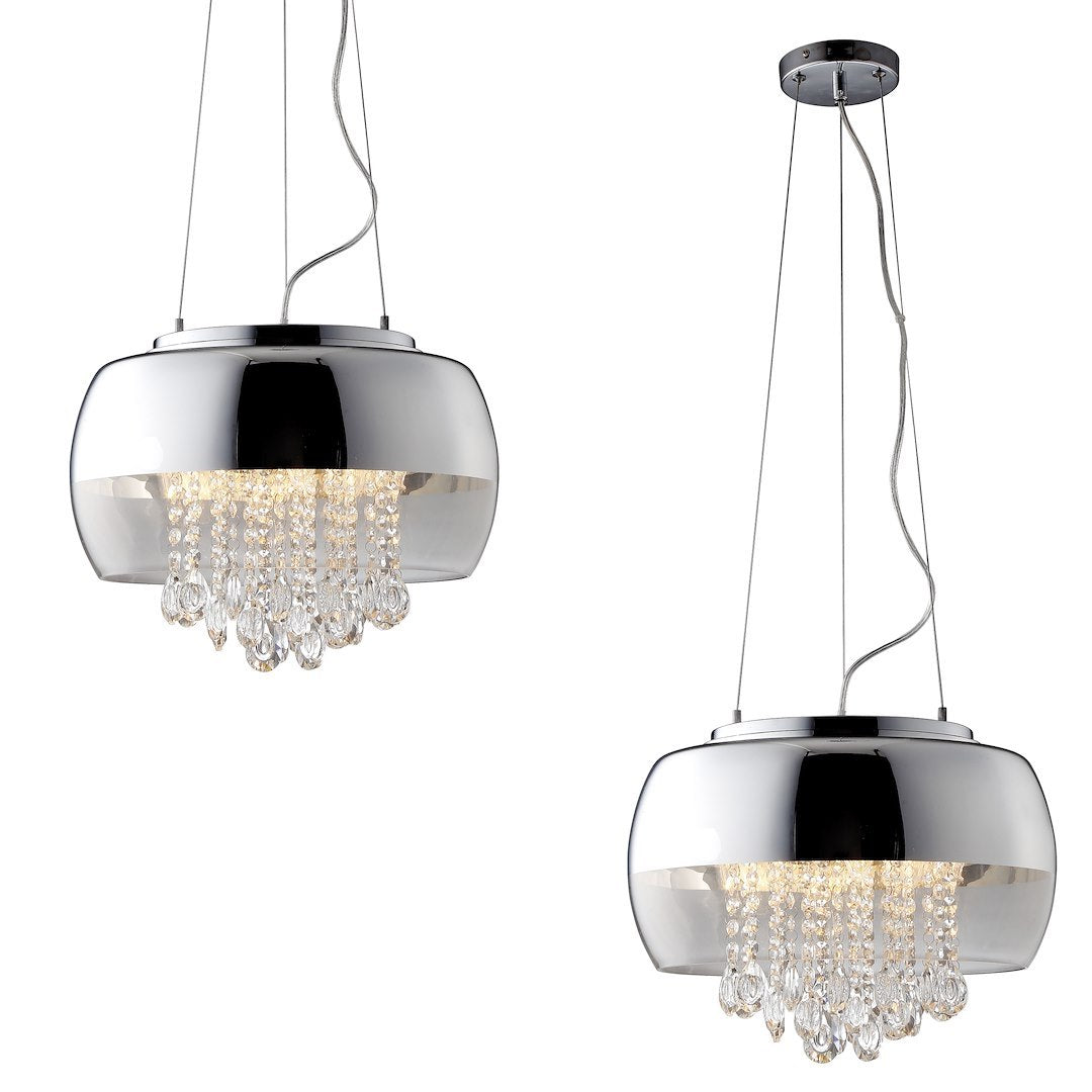 Pendelleuchte LUNA Chrom, Glas (3x E14) LED - Milagro