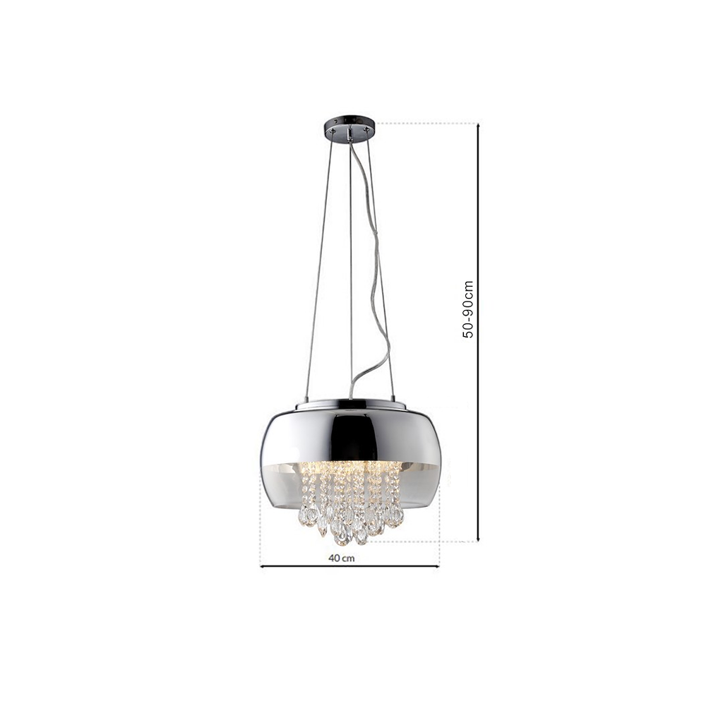 Pendelleuchte LUNA Chrom, Glas (3x E14) LED - Milagro