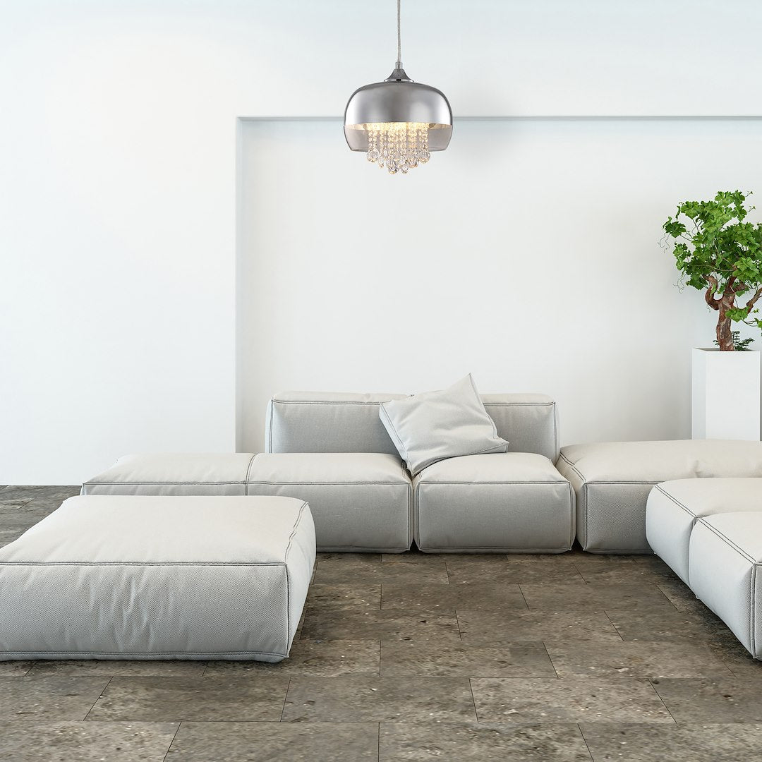 Pendelleuchte LUNA Chrom, Glas (1x E14) LED - Milagro