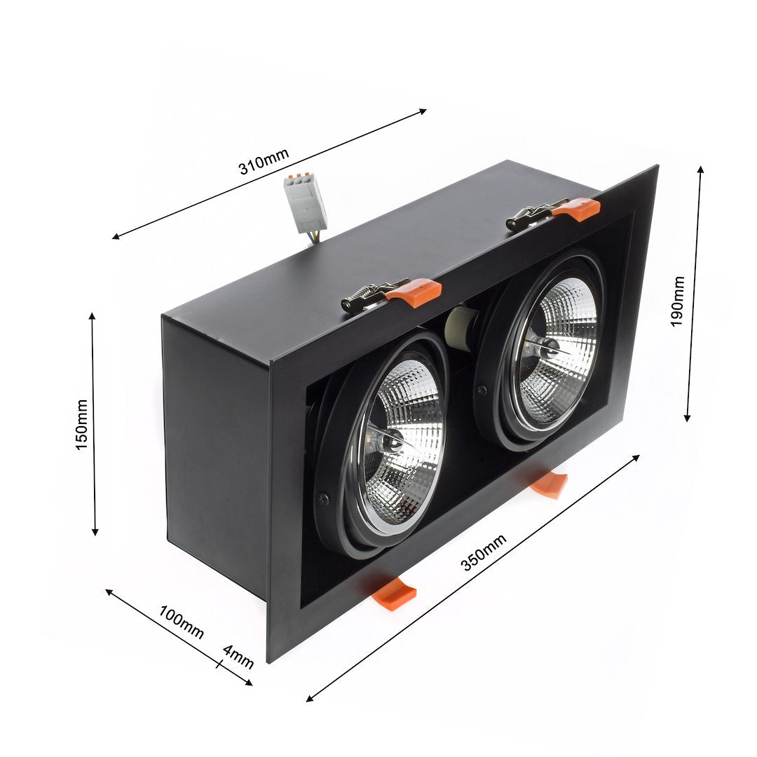 Decken-Einbauleuchte PLAZA (2x GU10) AR111 Schwarz - Milagro