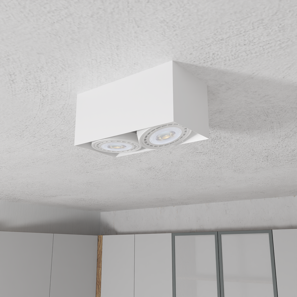 Decken Spot Strahler PLAZA (2x GU10) AR111 Weiß - Milagro