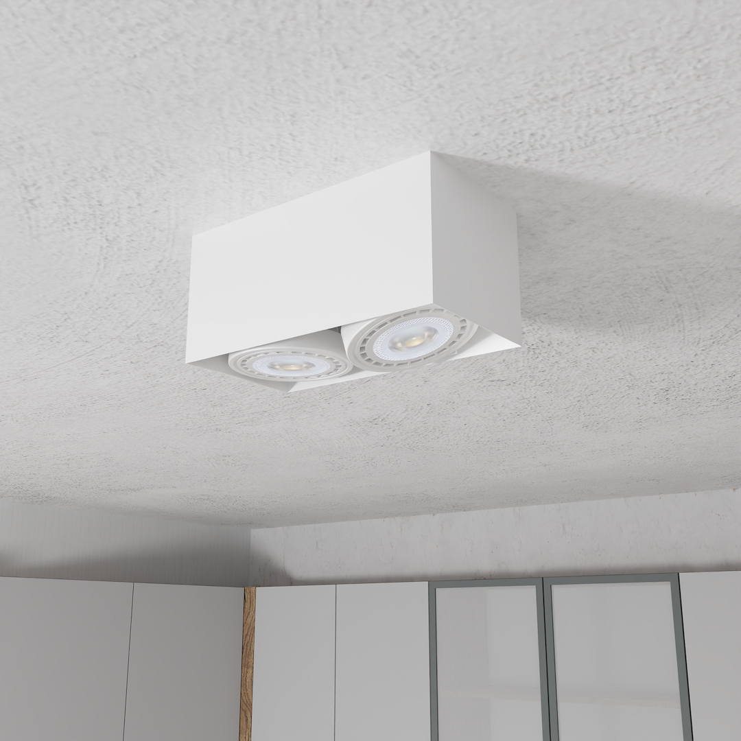 Decken Spot Strahler PLAZA (2x GU10) AR111 Weiß - Milagro