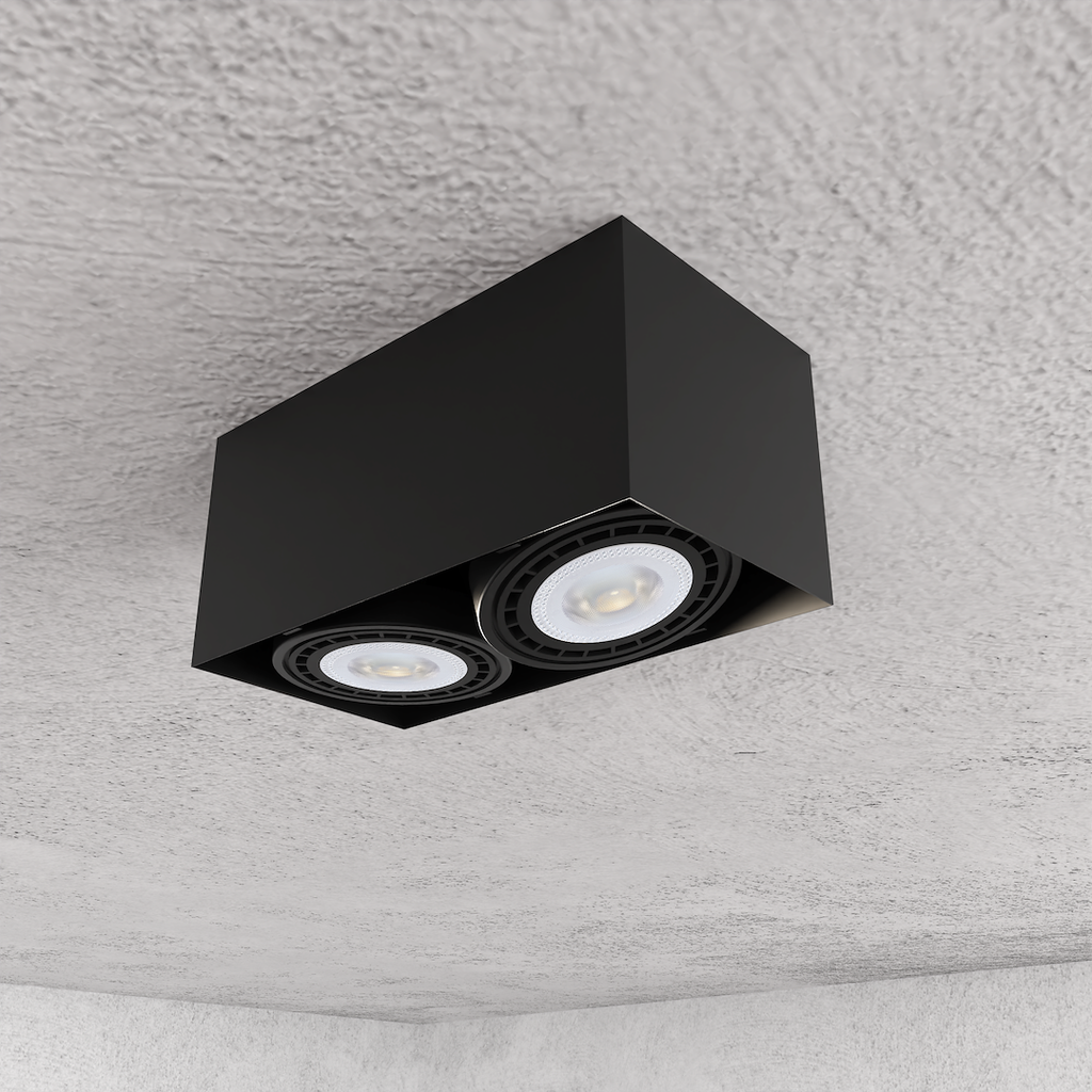 Decken Spot Strahler PLAZA (2x GU10) AR111 Schwarz - Milagro