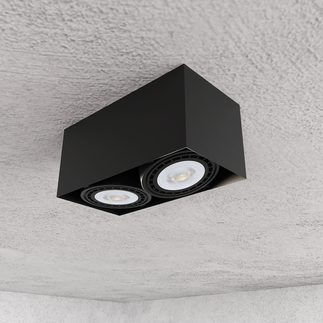 Decken Spot Strahler PLAZA (2x GU10) AR111 Schwarz - Milagro