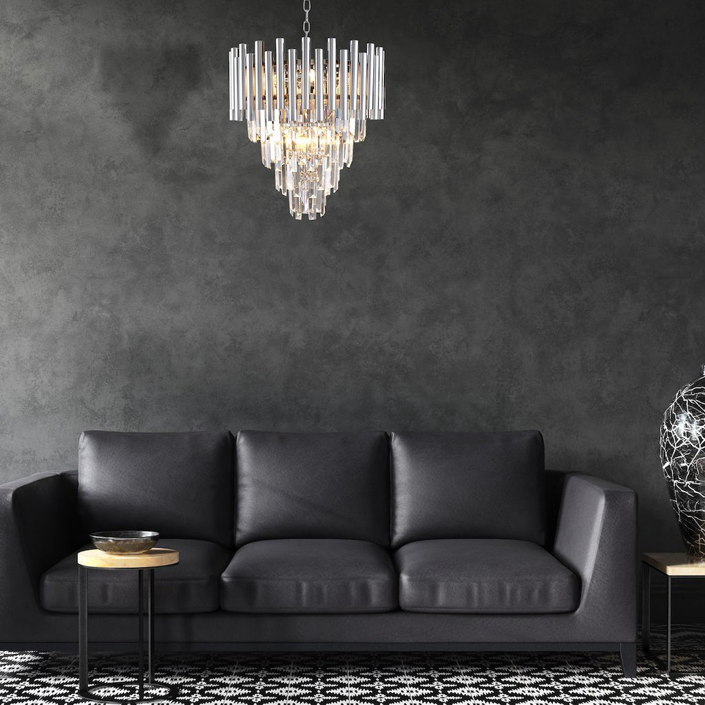 Pendelleuchte / Kronleuchter MADISON Chrom (9x E14) - Milagro
