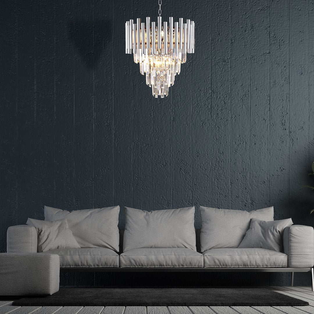 Pendelleuchte / Kronleuchter MADISON Chrom (9x E14) - Milagro