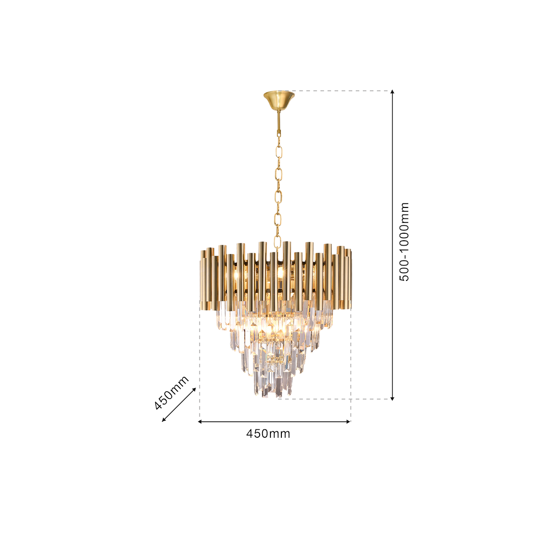 Pendelleuchte / Kronleuchter MADISON Gold (9x E14) - Milagro