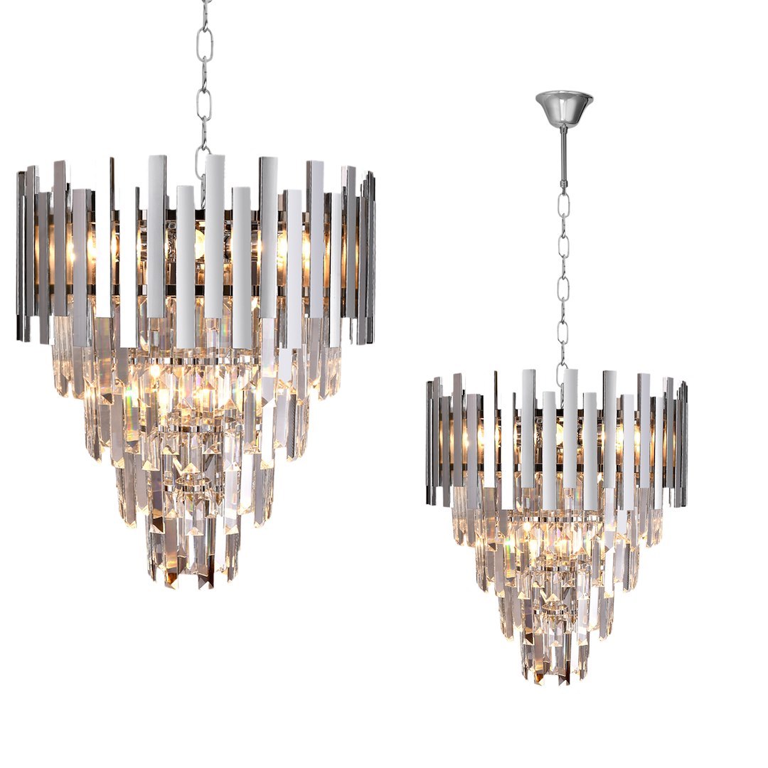 Pendelleuchte / Kronleuchter ASPEN II Chrom & Kristall (9x E14) - Milagro