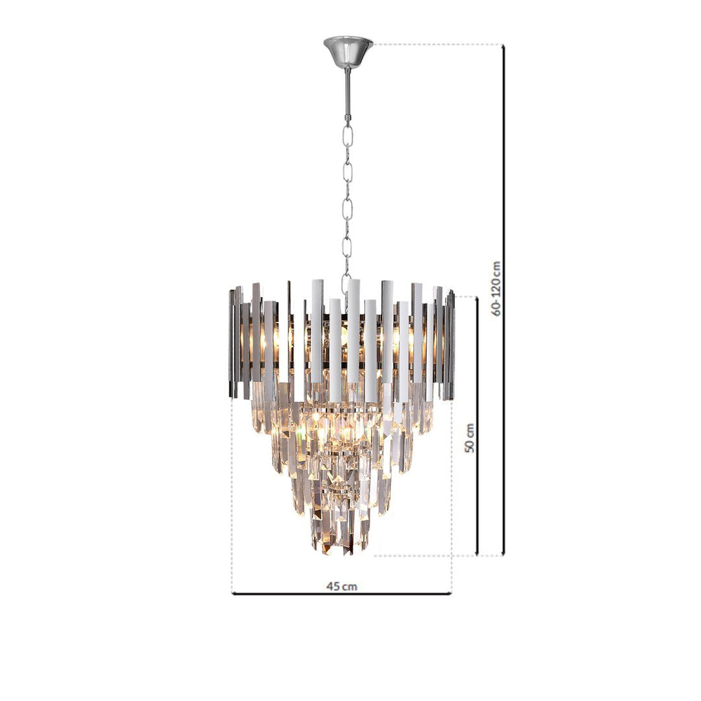 Pendelleuchte / Kronleuchter ASPEN II Chrom & Kristall (9x E14) - Milagro