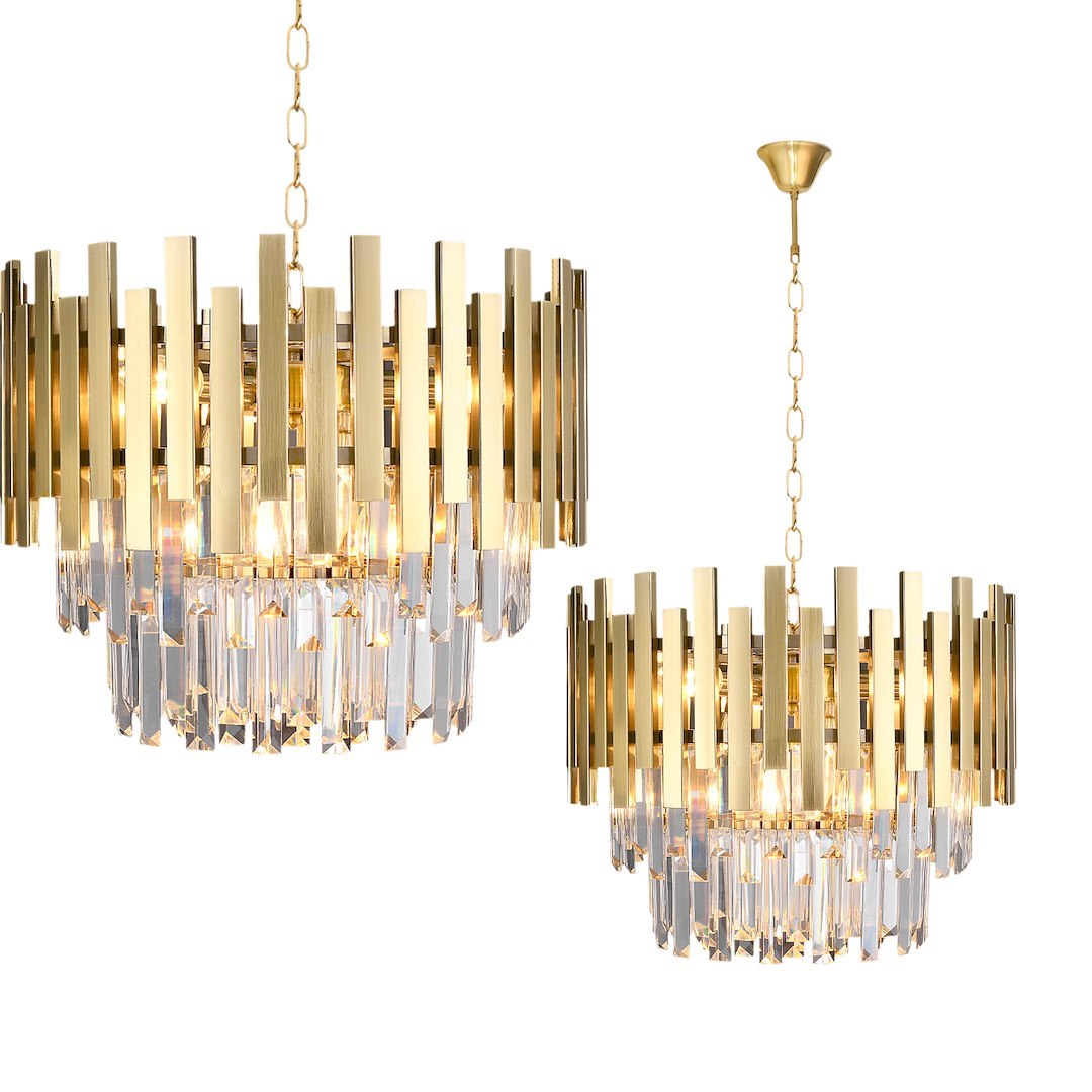 Pendelleuchte / Kronleuchter ASPEN Gold & Kristall (6x E14) - Milagro