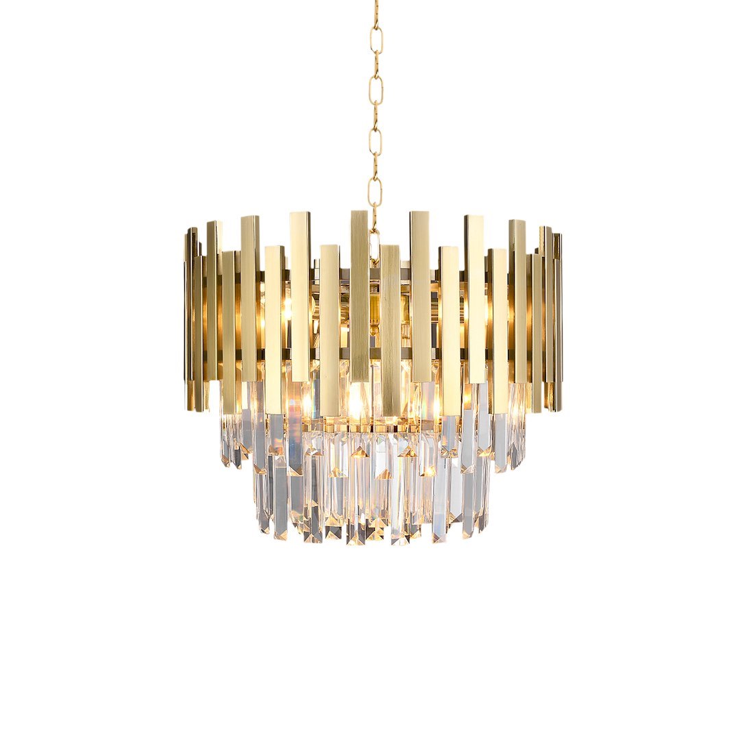 Pendelleuchte / Kronleuchter ASPEN Gold & Kristall (6x E14) - Milagro
