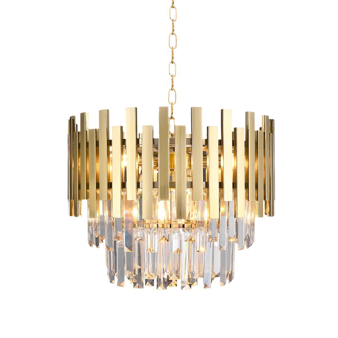 Pendelleuchte / Kronleuchter ASPEN Gold & Kristall (6x E14) - Milagro