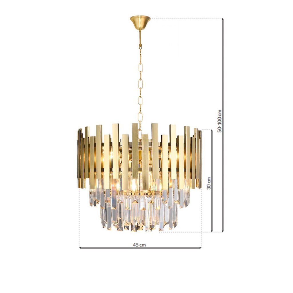 Pendelleuchte / Kronleuchter ASPEN Gold & Kristall (6x E14) - Milagro