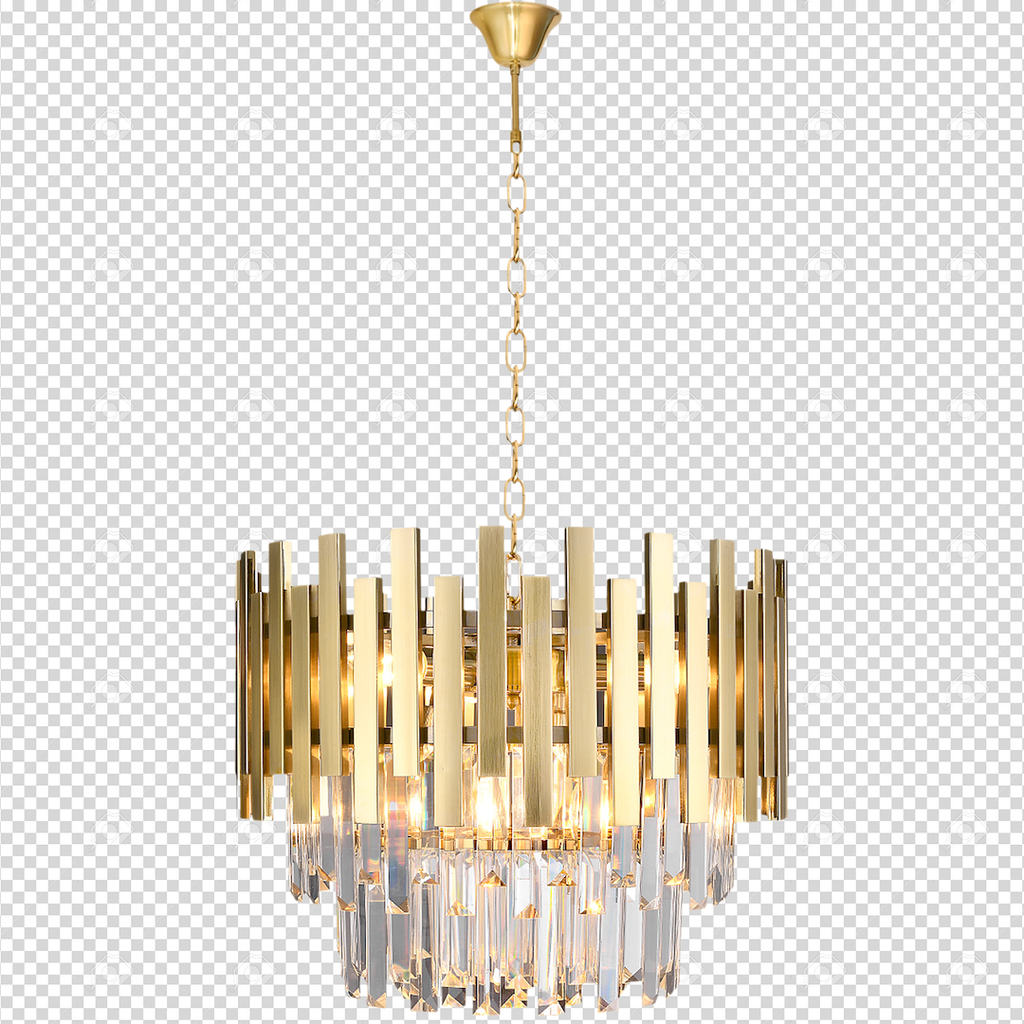 Pendelleuchte / Kronleuchter ASPEN Gold & Kristall (6x E14) - Milagro