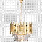 Pendelleuchte / Kronleuchter ASPEN Gold & Kristall (6x E14) - Milagro