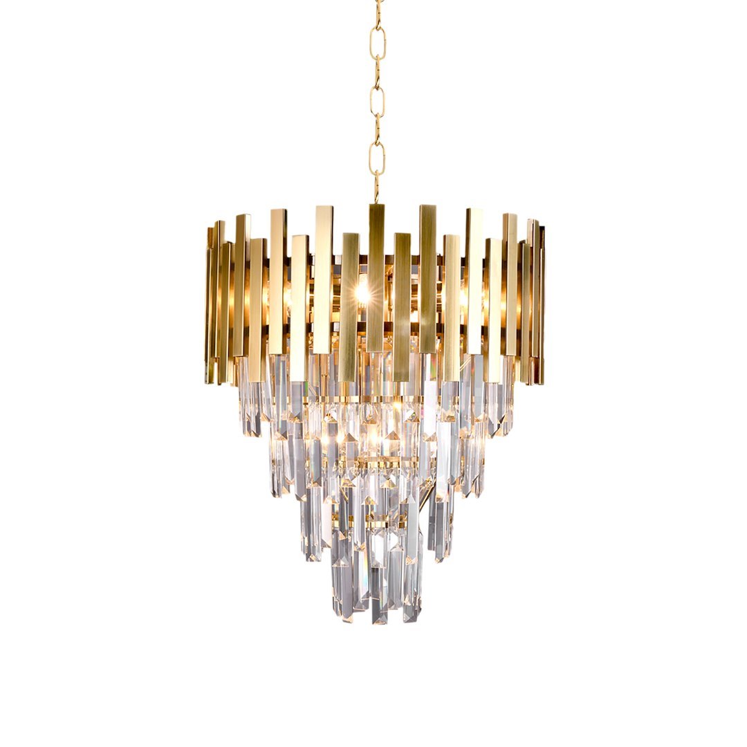 Pendelleuchte / Kronleuchter ASPEN II Gold & Kristall (9x E14) - Milagro
