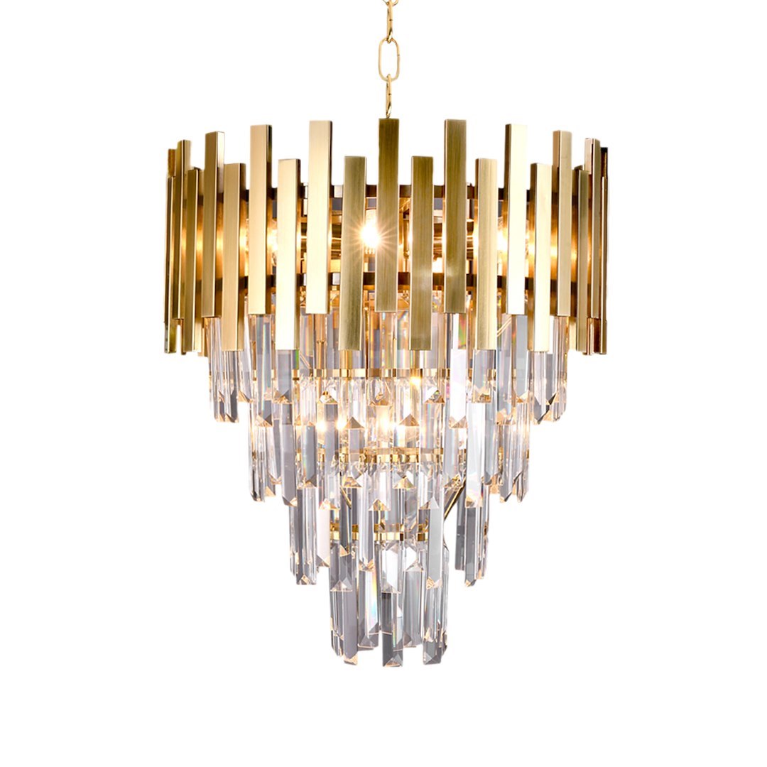 Pendelleuchte / Kronleuchter ASPEN II Gold & Kristall (9x E14) - Milagro