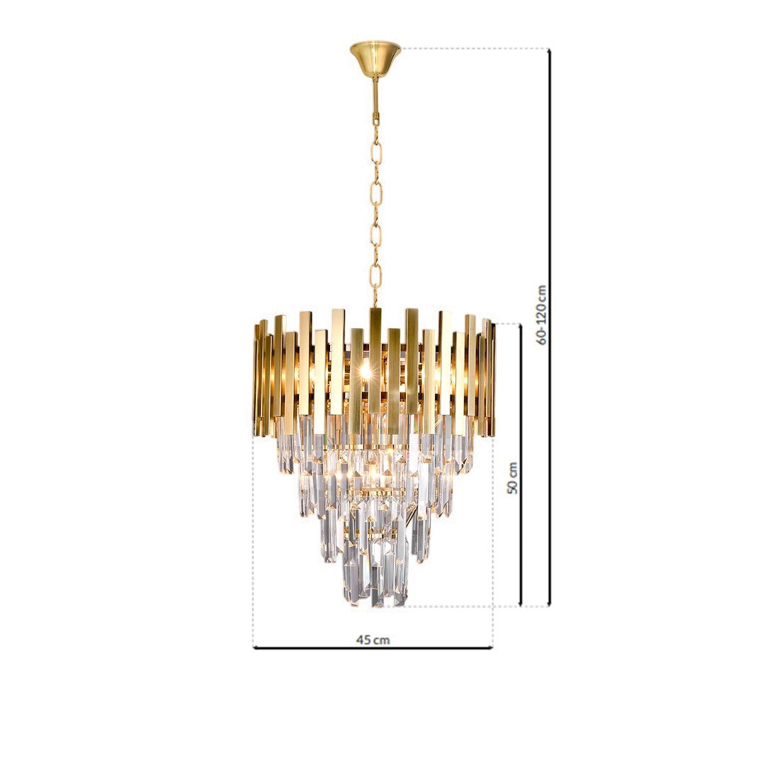 Pendelleuchte / Kronleuchter ASPEN II Gold & Kristall (9x E14) - Milagro