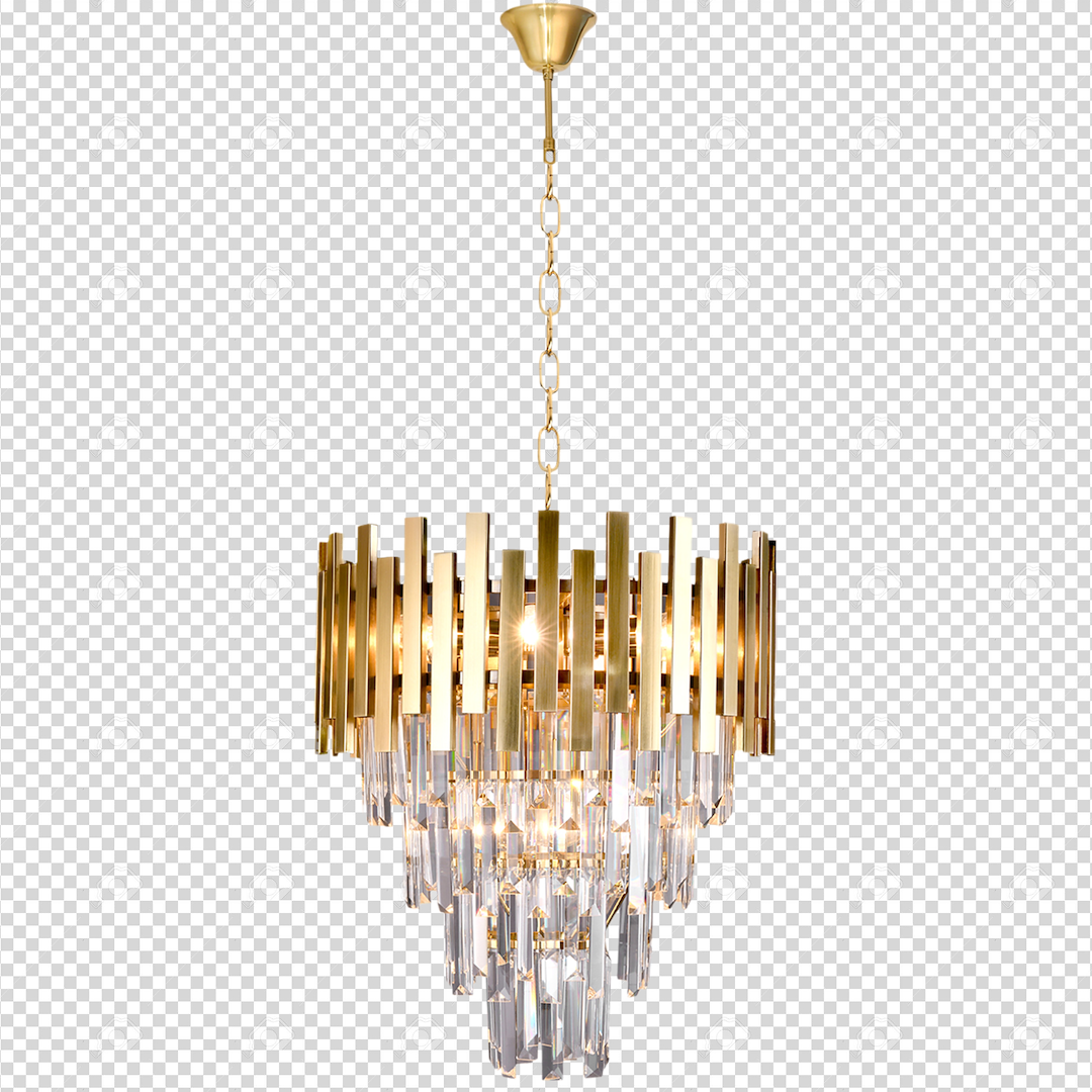 Pendelleuchte / Kronleuchter ASPEN II Gold & Kristall (9x E14) - Milagro