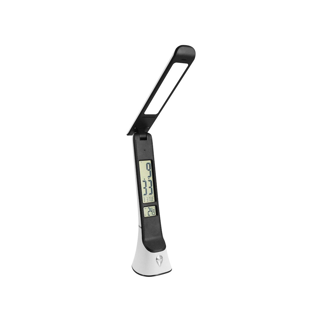 Tischleuchte TORI Weiß mit Akku & Uhr  (1x GU10) – Milagro