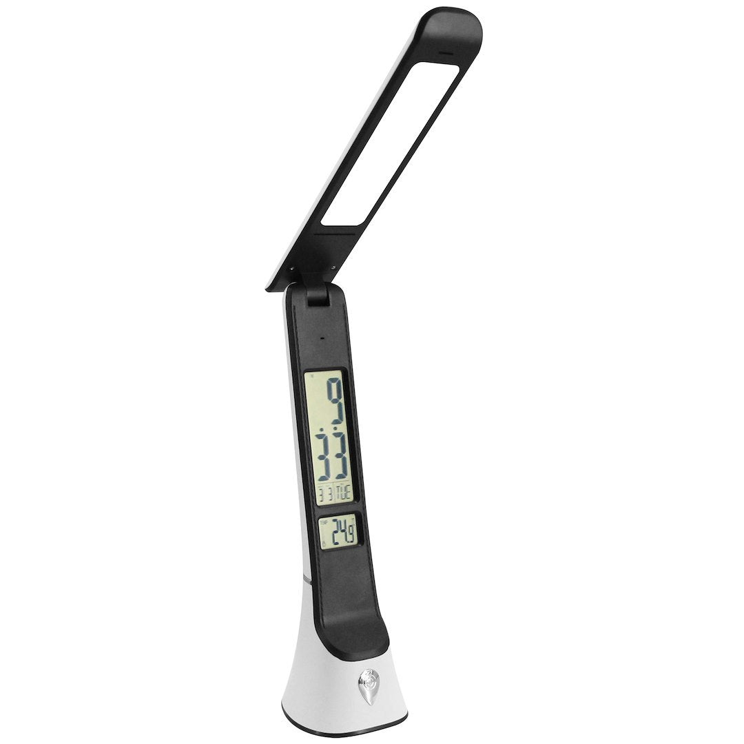 Tischleuchte TORI Weiß mit Akku & Uhr  (1x GU10) – Milagro
