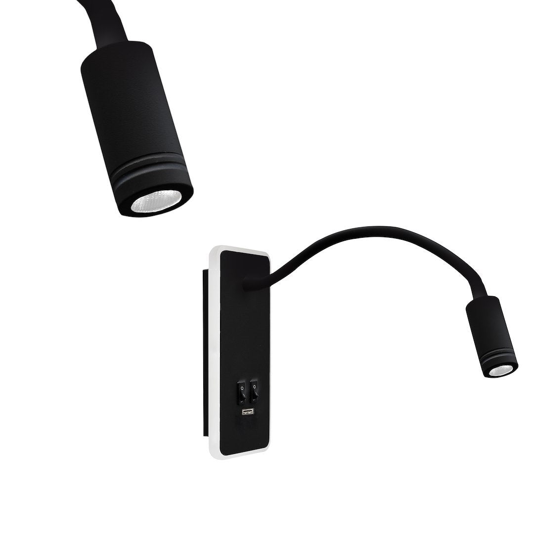 Wandleuchte BASE (8W)+(2W) Schwarz - Milagro
