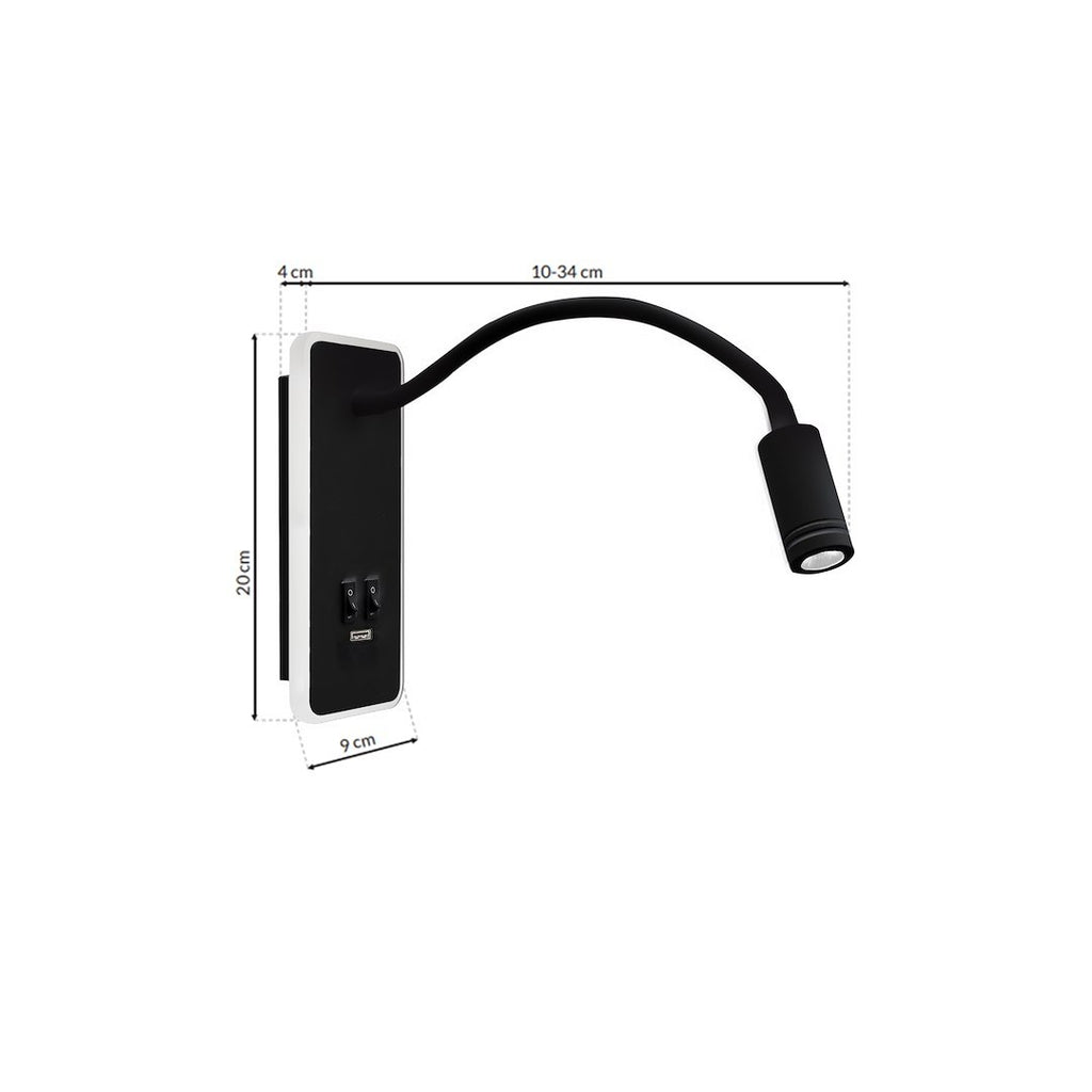 Wandleuchte BASE (8W)+(2W) Schwarz - Milagro