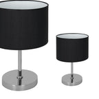 Tischleuchte CASINO Textil, Stoff, Schwarz & Chrom (1x E27) - Milagro