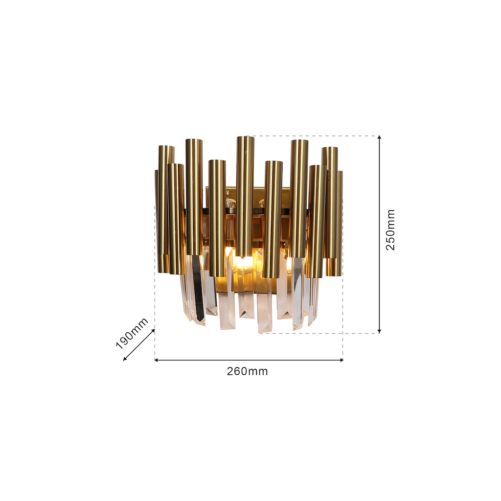 Wandleuchte MADISON Gold & Kristall (2x E14) - Milagro