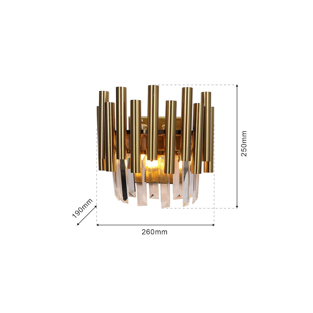Wandleuchte MADISON Gold & Kristall (2x E14) - Milagro