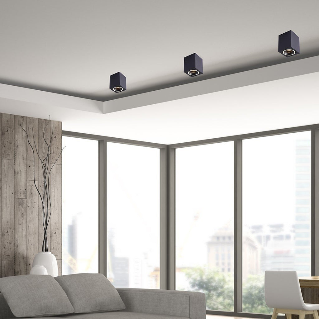 Design-Deckenspot BIMA RING SQUARE (1x GU10) Schwarz - Milagro