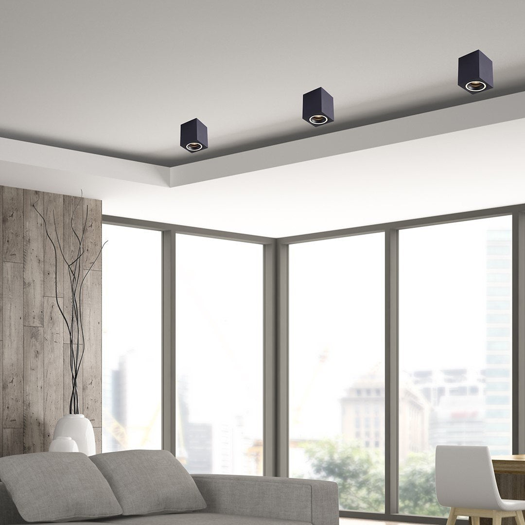 Design-Deckenspot BIMA RING SQUARE (1x GU10) Schwarz - Milagro