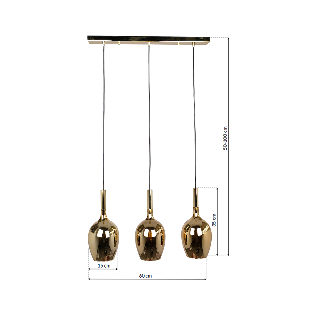 Pendelleuchte LUGANO Gold (3x E14) - Milagro