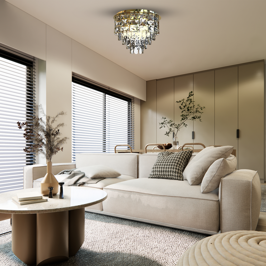 Deckenleuchte LUXURIA (9x E14) Gold & Kristall - Milagro