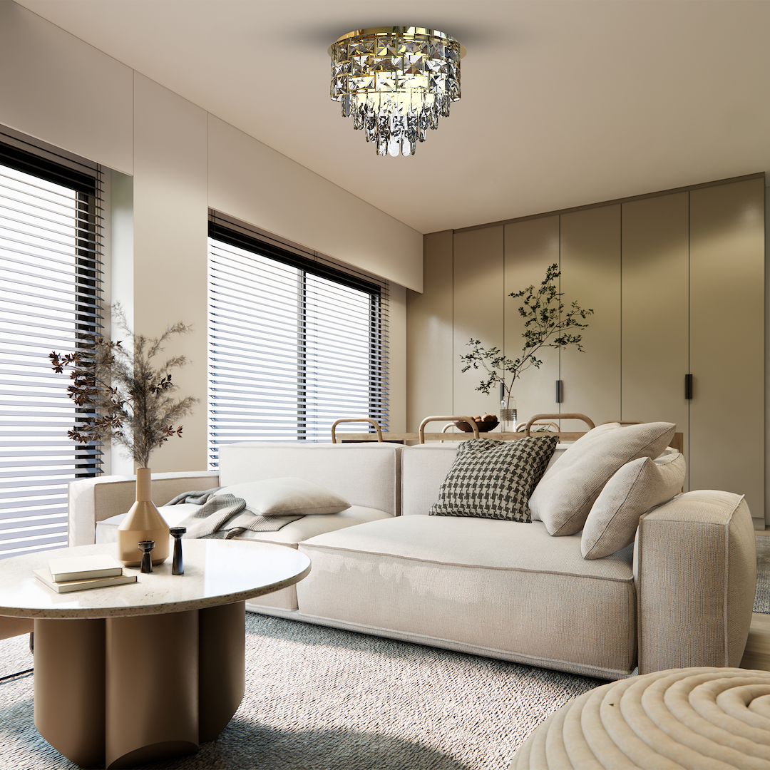 Deckenleuchte LUXURIA (9x E14) Gold & Kristall - Milagro