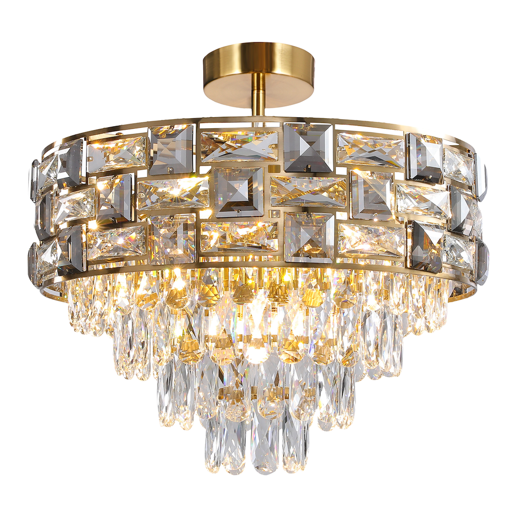 Deckenleuchte LUXURIA (9x E14) Gold & Kristall - Milagro