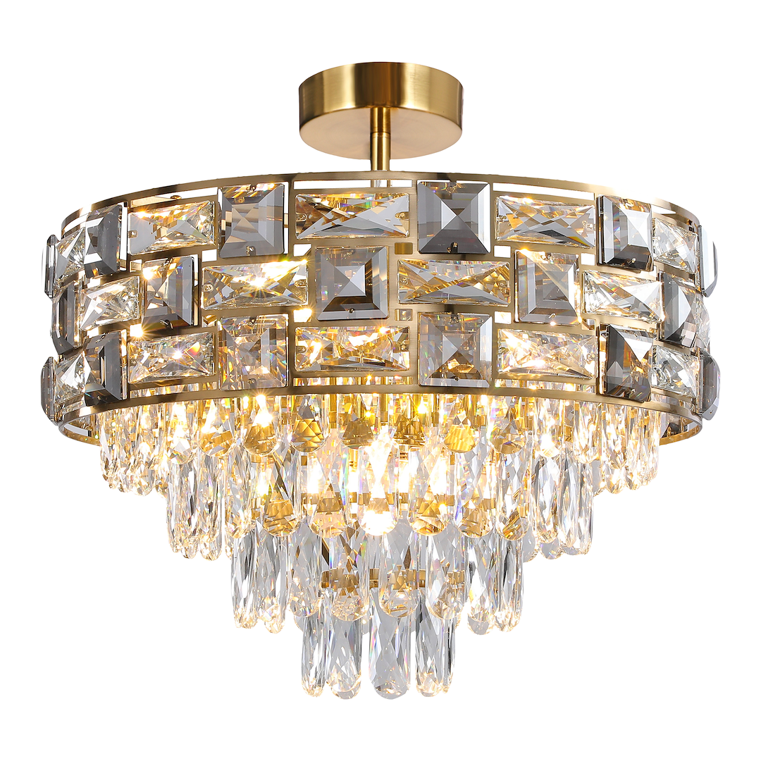 Deckenleuchte LUXURIA (9x E14) Gold & Kristall - Milagro