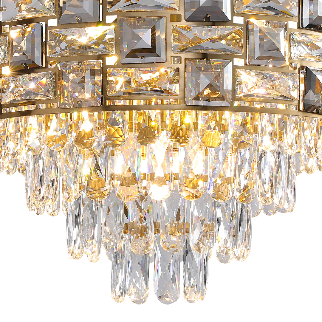 Deckenleuchte LUXURIA (9x E14) Gold & Kristall - Milagro