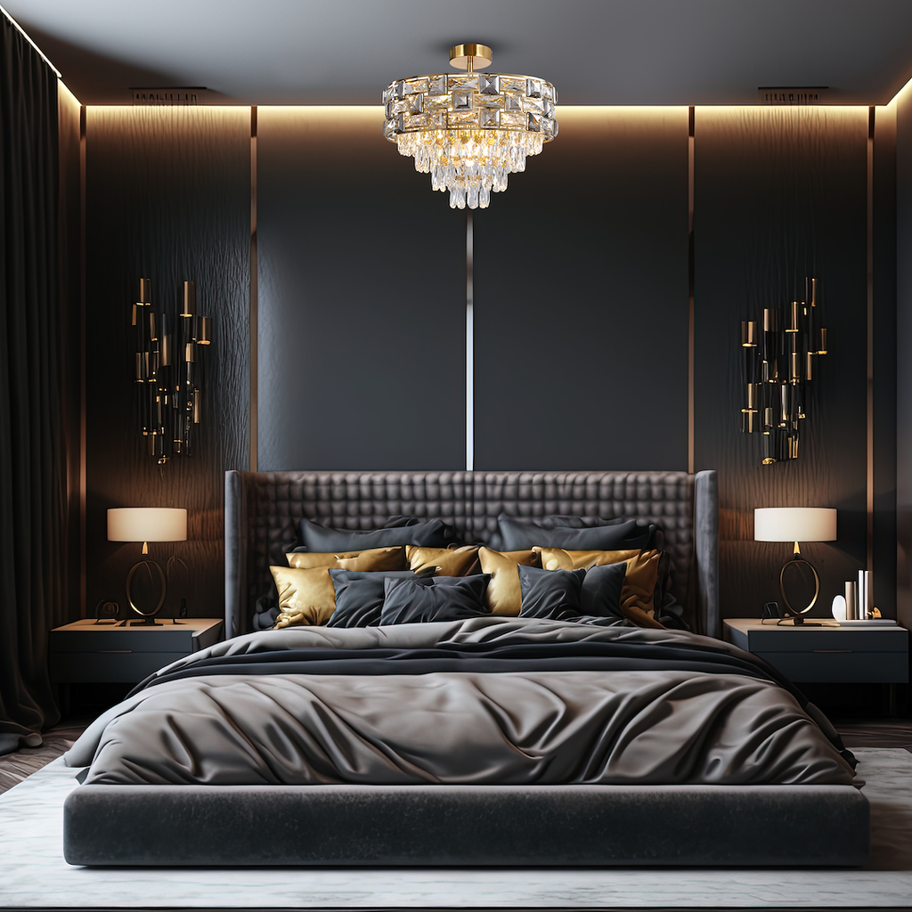 Deckenleuchte LUXURIA (9x E14) Gold & Kristall - Milagro