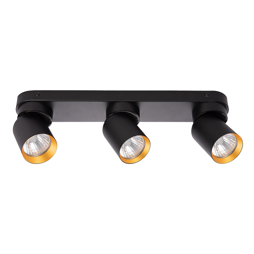 Deckenleuchte Andy (3x GU10) Schwarz + Gold - Milagro
